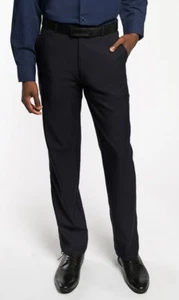 NEU Oobē BMW Pelham Hose Herren 34x29 schwarz Büro/Uniform Flat Front Slacks - Bild 1 von 5