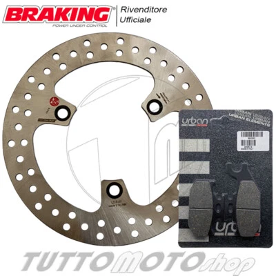 KIT DISCO FRENO POST. + PASTIGLIE BRAKING SUZUKI SIXTEEN 125-150 2008-2013 - Immagine 1 di 4