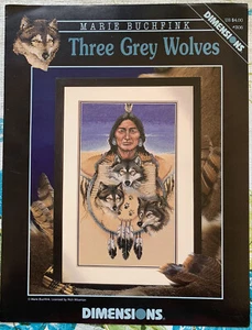 Three Grey Wolves Cross Stitch Leaflet Dimensions 306 Marie Buchfink 1999 - Picture 1 of 2