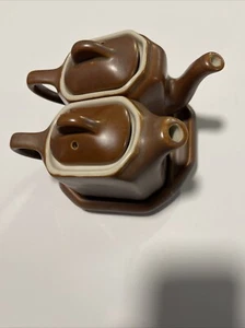 Vintage Hall China Tea for Two individual tea pots w/ lids and matching tray USA - Picture 1 of 9