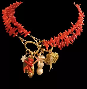 2 collane di design corallo barocco perle pendenti amazzonite pezzo unico - Foto 1 di 10