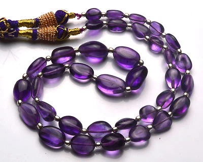 COLLAR DE CUENTAS PEPITAS LISAS AMATISTA SÚPER AFRICANA NATURAL 8 A 13 MM 18" Foto 1 de 4