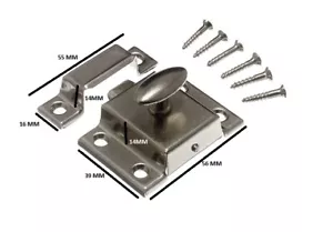 Cupboard Turn Catch Latch 50mm Np Nickel Plated + Fixings Pack Of 2 - Picture 1 of 1