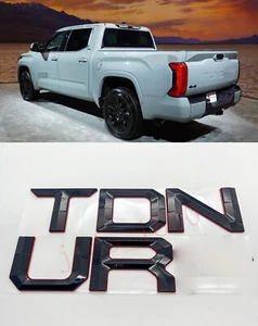 BLACK Red letters compatible with TOYOTA TUNDRA 2022 23 logo Tailgate - Picture 1 of 5