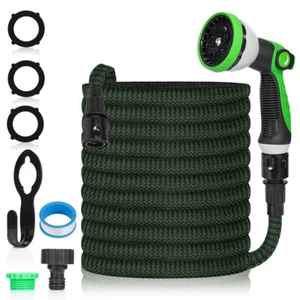 Heavy Duty 50-100FT Expandable Garden Hose 10 Mode Flexible Spray Water Gun UK - Picture 1 of 11