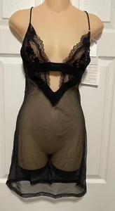 La Perla Lapis Lace Slip Chemise Short Nightgown M Sheer Black - Picture 1 of 2