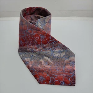 Express Silk Stain Resistant Floral Neck Tie Red Blue 58" x 3.75" - Picture 1 of 5
