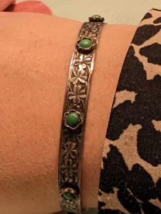 Damen Kleeblätter Armreif 835 Silber mit Türkis länge (19cm) für Frauen - Bild 1 von 8
