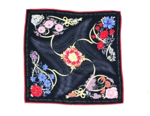 HERMES ""Fleurs de L'Opera"" Carry 90 Bufanda Negra Multicolor 100% Seda - Imagen 1 de 7