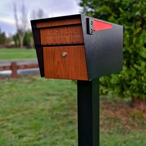 Buzón de seguridad con bloqueo de administrador de correo Mail Boss en la acera, grano de madera 7510, acero - Imagen 1 de 10