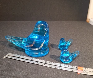Leo Ward 3.5"L Bluebird of Happiness Firmado 1984 + 2 Mini Ron Ray Vidrio Artístico - Imagen 1 de 10