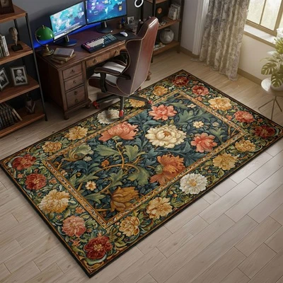 Классический ботанический цветочный ковер, винтажный коврик в стиле Willaim Morris для декоративно-прикладного искусства - Изображение 1 из 4