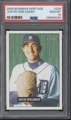 2005 Bowman Heritage #220 Justin Verlander RC Rookie Gem Mint PSA 10 - Image 1 of 2