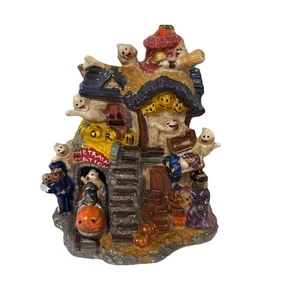 Spooky Hollow Ceramic House Vintage Halloween Ghost Train Station 4 1/2” Chipped - Picture 1 of 24