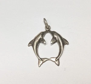 Vintage Sterling Silber Delfin Charm oder Anhänger (AK) - Bild 1 von 3