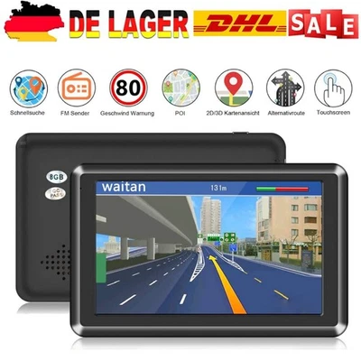 NEU 5Zoll Navigationsgerät GPS NAVI Mit TFT-Touchscreen für Auto LKW PKW Navi 8G - Bild 1 von 4