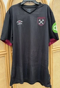 West Ham United Adult Away Jersey SS Shirt 24/25 Size Large Black NWT Umbro - Picture 1 of 5