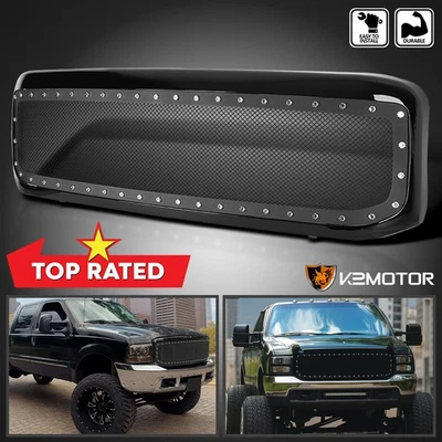 Fits 1999-2004 Ford F250 F350 Super Duty Mesh Rivet Bumper Hood Grille w/ Shell Foto 1 de 4