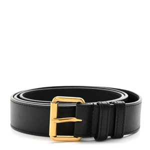Gucci NWT 732316 Black Smooth Leather Gold Logo Buckle Belt 75/30 NEW - Picture 1 of 6