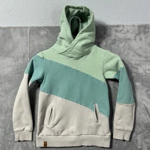 Ampersand Avenue Kids Cowlneck Hoodie M 10-12 Color Block Sage Teal Gray - Picture 1 of 8