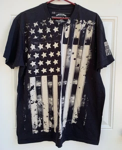T-shirt Brothers & Arms bandiera USA grafica uomo XL nero/crema made in America - Foto 1 di 7