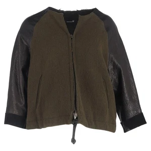 Isabel Marant Zipped Jacket in Olive and Black Wool and Leather - Picture 1 of 3