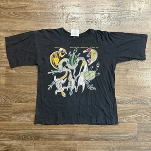 90s / Vintage Australian Aboriginal Art Reptiles Black Graphic T Shirt Sz Medium - Picture 1 of 6