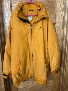 Vintage Nike Jacket Mens L Black Parka Puffer Full Zip Lined Hooded - Picture 1 of 6