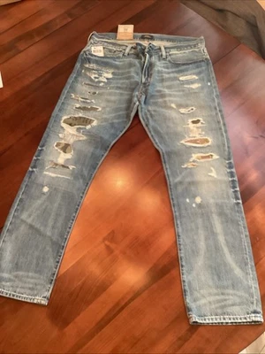 Ralph Lauren SOLD OUT NWT 34 X 30 Distress Camo Patch Varick Slim Straight Jeans - Image 1 of 4