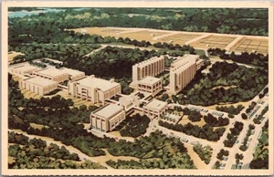 Postal vintage de QUANTICO, Virginia "Dibujo de la nueva academia del FBI" / sin usar - Imagen 1 de 2