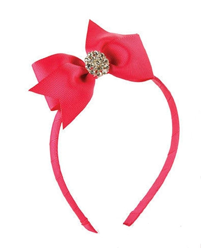 Mud Pie 学步儿童 女孩 珠宝蝴蝶结 硬发头带 355010 热粉色 — 第 1/1 张图片