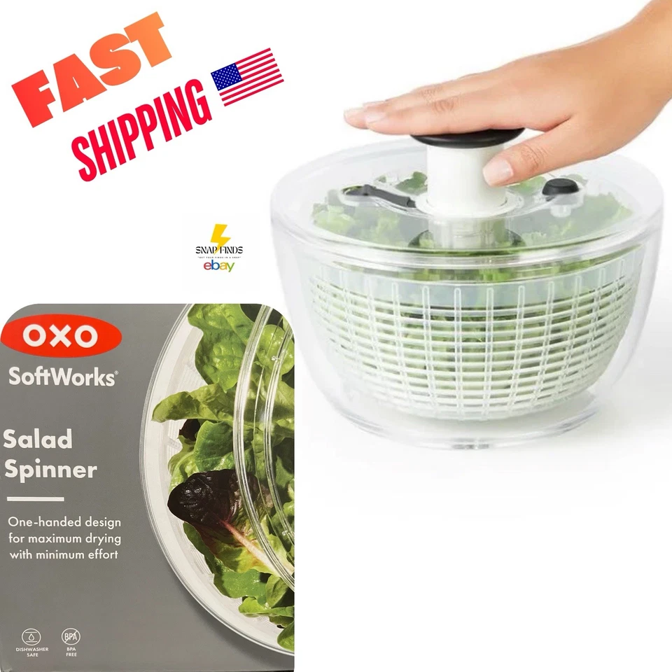 OXO  Salad Spinner Soft Push Handle Basket/Bowl/Lid Kitchen Utensils - Image 1 of 4