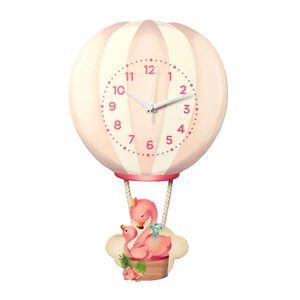 Orologio a Pendolo Moderno da Parete Mongolfiera Legno Made in Italy Fenicottero - Picture 1 of 4