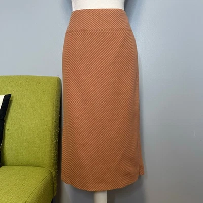 J Crew оранжевый в полоску шерсти Midi прямой карандаш юбка 8 - Изображение 1 из 4