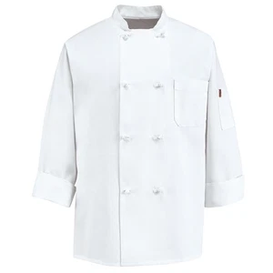 Red Kap Eight Knot Button Chef Coat with Thermometer Pocket - Picture 1 of 3