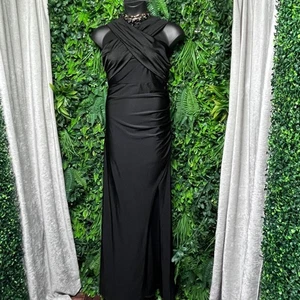 Fashion Nova Dress 1X Black Ruched Off Shoulder Maxi Gown Formal 3279 - Picture 1 of 15
