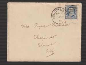 1894 Holyoke Mass Local use cover blue 1ct franklin (E71) - Picture 1 of 2