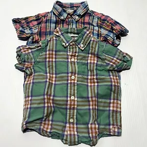 Lot of 2 Janie and Jack Shirts Toddler 2T Multi Plaid Short Sleeve Button Down - Picture 1 of 15