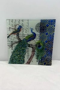 Bandeja de vidrio para baratija de pavo real Michael Design Works 6 3/4" de diámetro GAR2-250 - Imagen 1 de 7