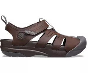 Crocs Yukon Fisherman Faux Leather Outdoor Sandals Size M8 Item# 209875 - NEW! - Picture 1 of 10