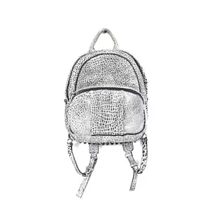 Alexander Wang Dumbo Backpack White Black Rhodium Studded Textured Silver Bag - Picture 1 of 12