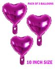 10 inch Pink Heart Foil Balloon Set of 3 Mini Heart Shaped Balloons Party Decors