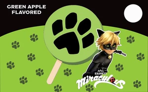 Pegatina de camión helado cara personaje gato negro sabor manzana verde 8"x5" - Imagen 1 de 3