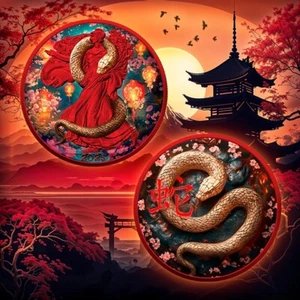 Silbermünze 1 oz American Eagle 2025 - Year of the Wooden Snake - Space Red COA - Bild 1 von 6