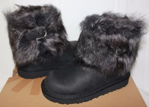 Ugg Toddler Kids Ellee Leather boots Black NEW WITH BOX - Picture 1 of 5