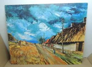 Vintage Vlaminck Winter Landscape Litho Textured Print 20 x 16 inches Colorful - Bild 1 von 4