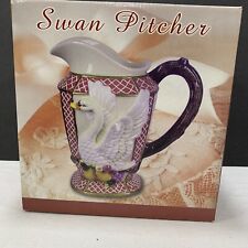 NIB Swan Pitcher Embossed Swan Fruits On Sides