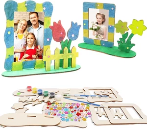 Mother'S Day Crafts for Kids, 4 Pack Wooden Flower Photo Frame Kits Flower DIY U - Picture 1 of 7