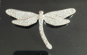 Brooch ~ Dragonfly Design ~ Sparkling Clear Diamantes ~ Silver Tone ~ By AVON - Picture 1 of 4
