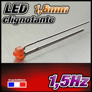 331R# LED 1,8mm clignotante rouge diffusant dispo 10, 25, ou 100pcs - Imagen 1 de 1